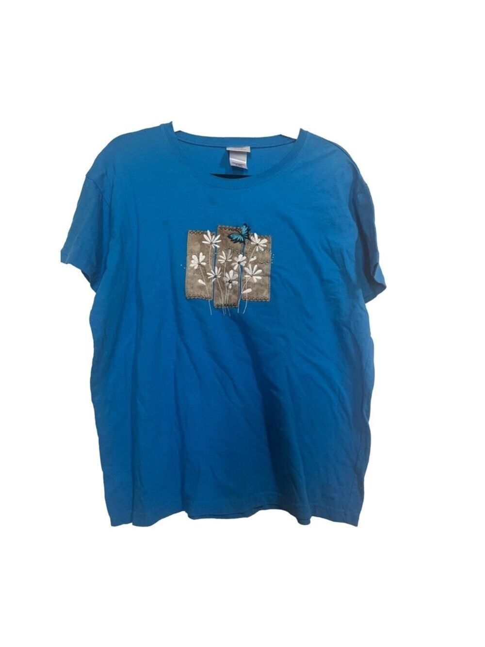 2 for $10 special☀️ Women's Pleasant Shade T-Shirt XL Blue Floral and Butterflie